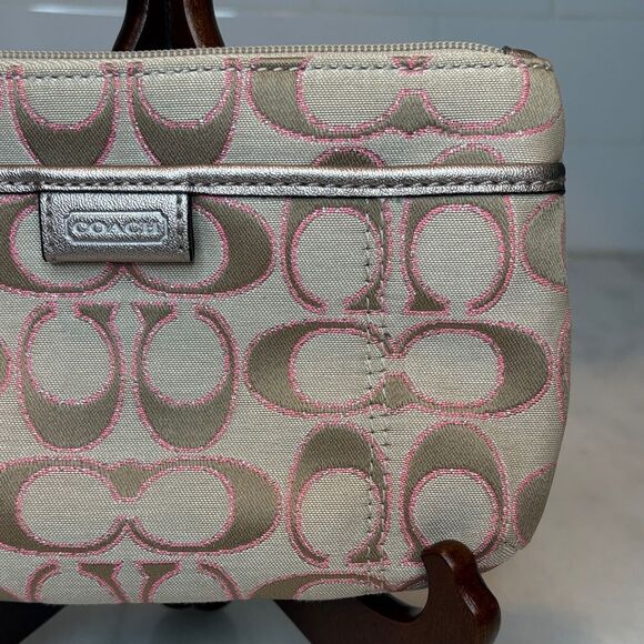 Coach Wristlet Wallet Y2K Jacquard Signature Lurex Logo Oversized Clutch - Picture 4 of 15